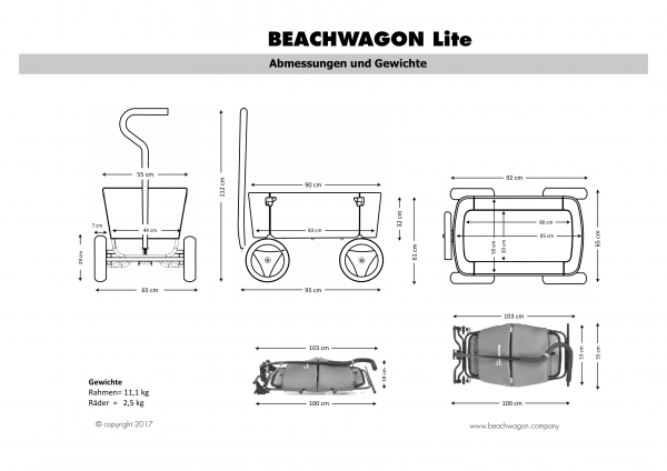 Beachwagon LITE Bollerwagen faltbar dunkelgrau